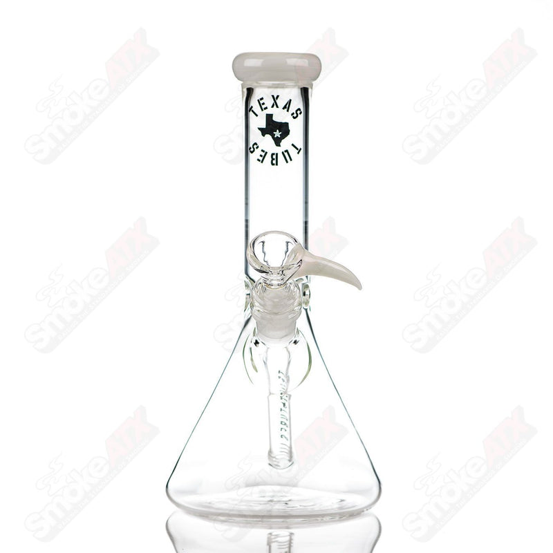 10in 14mm Color Accent Beaker (Star White) Texas Tubes - Smoke ATX