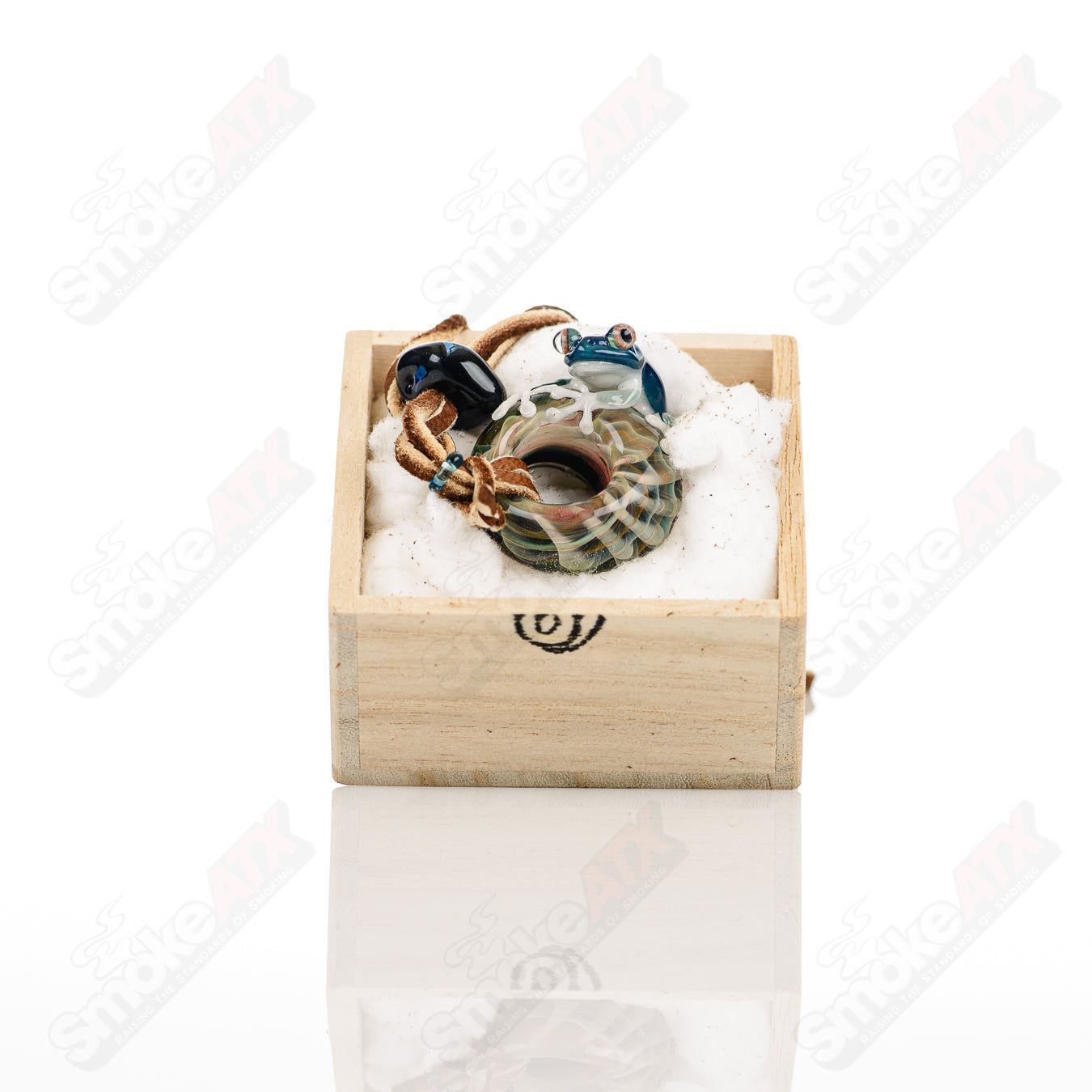 #2 Hide and Seek  Frog  Pendant Kengtaro Glass - Smoke ATX