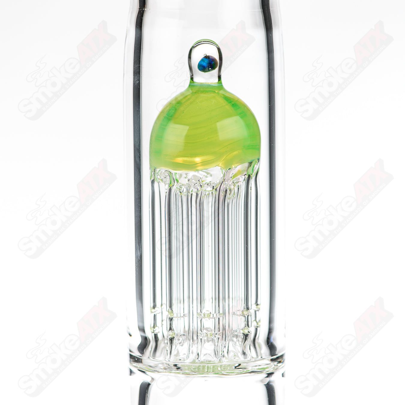 18in 18mm Inline to 8 Arm (Green Slyme) Texas Tubes - Smoke ATX