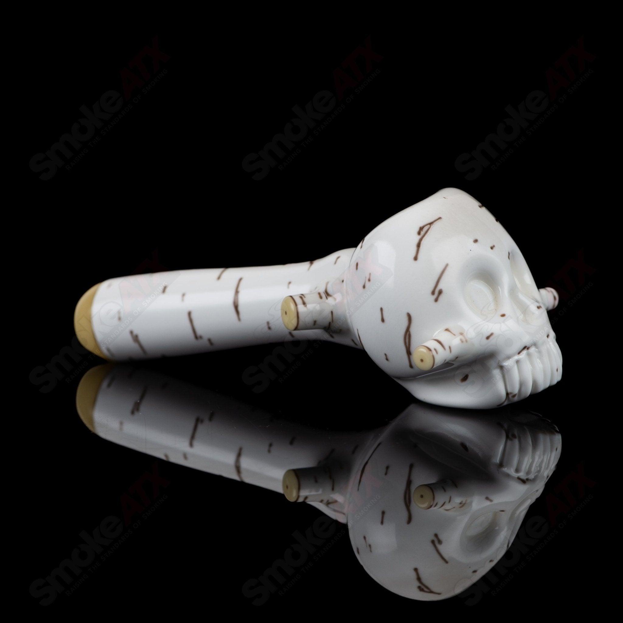2 Birch Skull Spoon Foster Glass - Smoke ATX