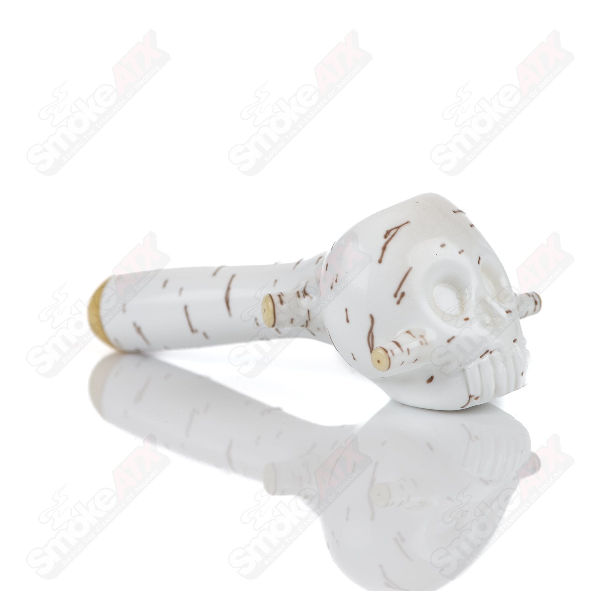 2 Birch Skull Spoon Foster Glass - Smoke ATX