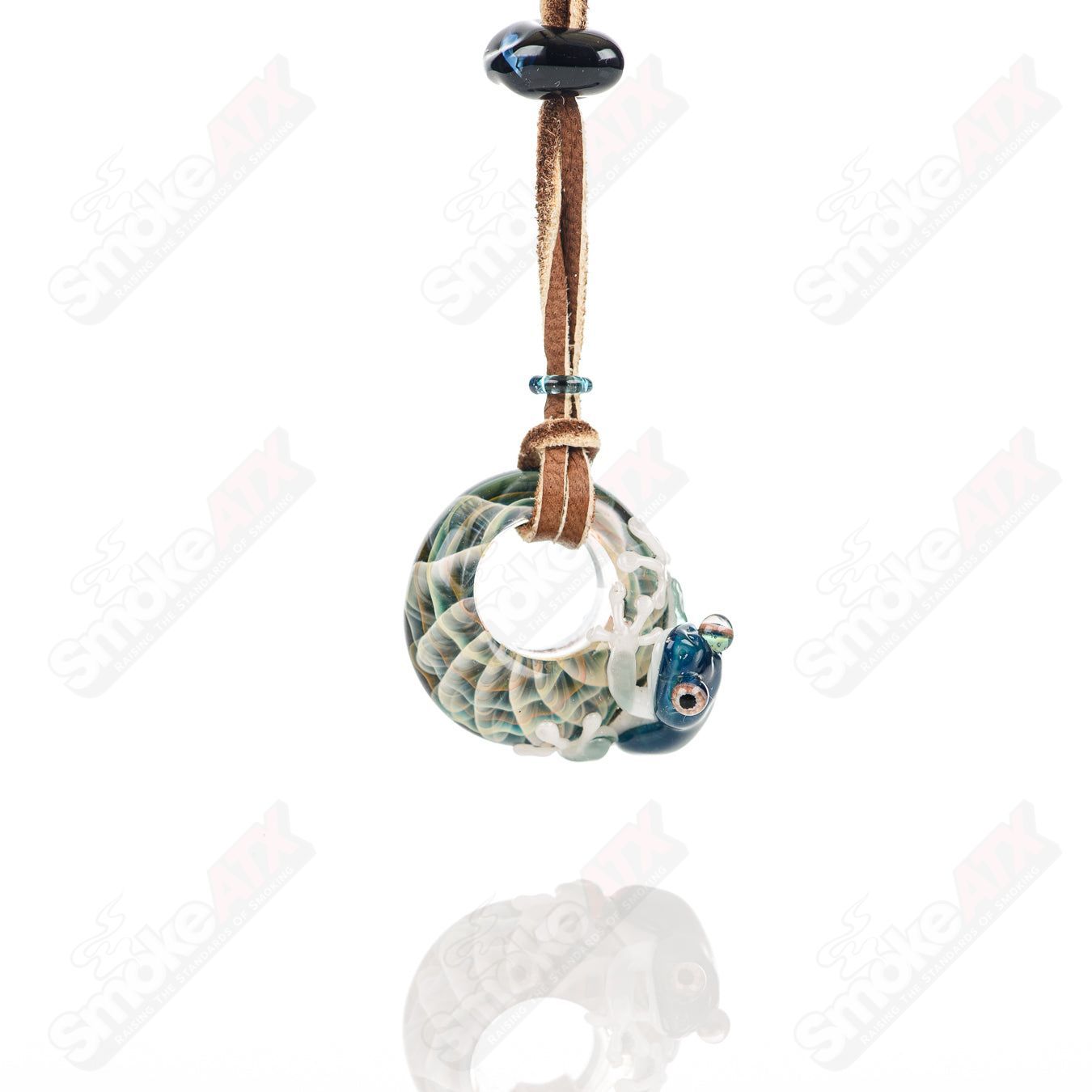 2 Hide and Seek Frog Pendant Kengtaro Glass - Smoke ATX