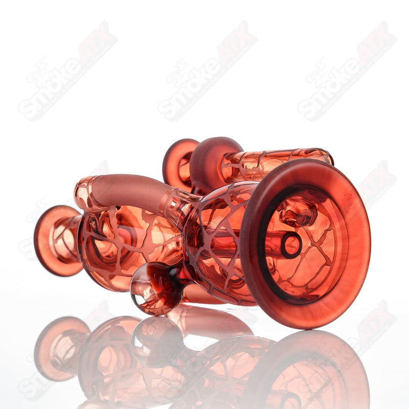 Pomegranate Single Color Double Up Rig Rooster Glass - Smoke ATX