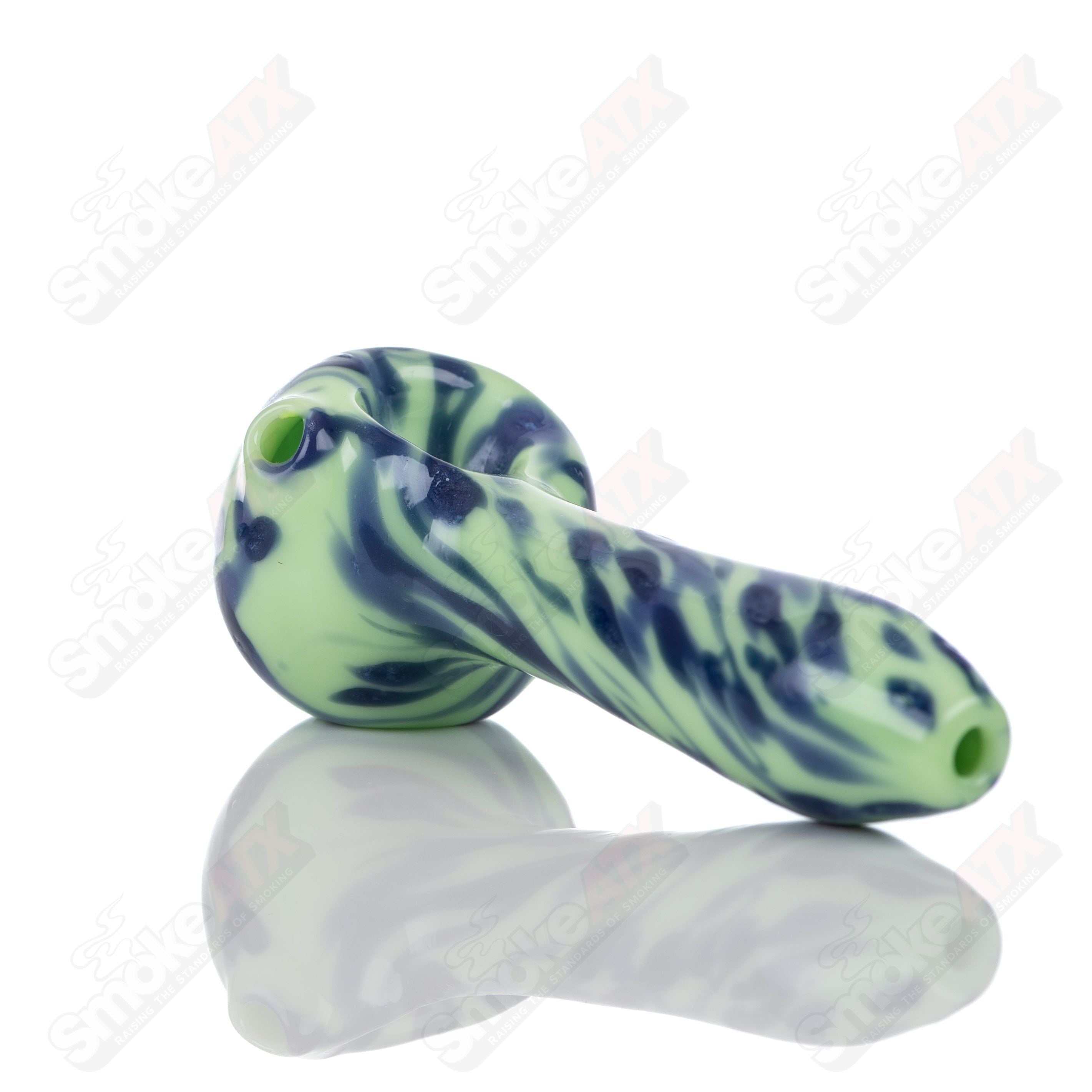 #5 Kiwi Splatter Spoon Pipe Adventures In Glass Blowing - Smoke ATX