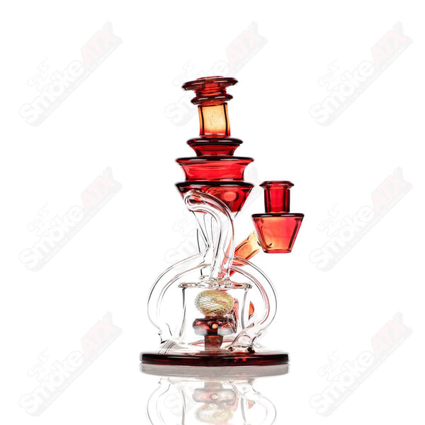 10mm V2 Double Up Experimental Blood Orange Recycler Cerio Glass - Smoke ATX