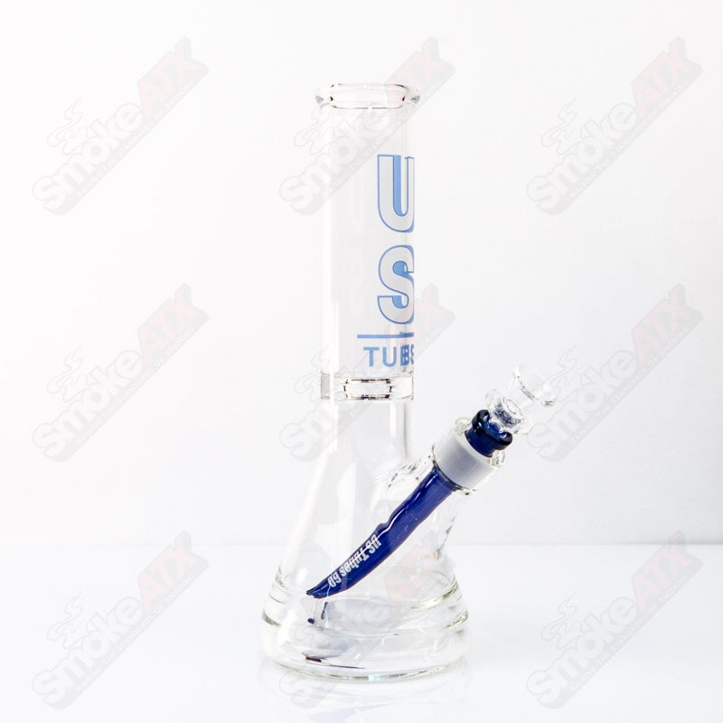 US Tubes Beaker 12" 55x5 - Constriction - Blue Shadow Decal - Smoke ATX