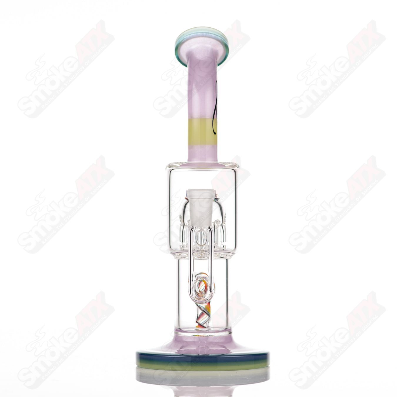 #1 Double Macro 8-Arm Tree w Full Color UV Accent Foot/Mouthpiece Toro Glass - Smoke ATX