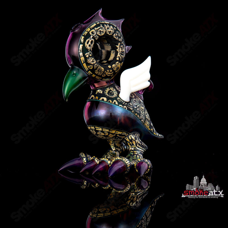 Calmbo X Trevy Metal Etched Stand Up Bird W/ Matching Slurper cap - Smoke ATX