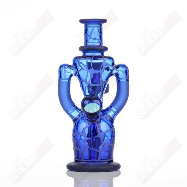 Brilliant Blue Single Color Double Up Rig Rooster Glass - Smoke ATX