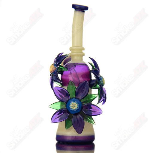 Yellow & Purple Habitat X Kimmo Glass Flower Rig - Smoke ATX
