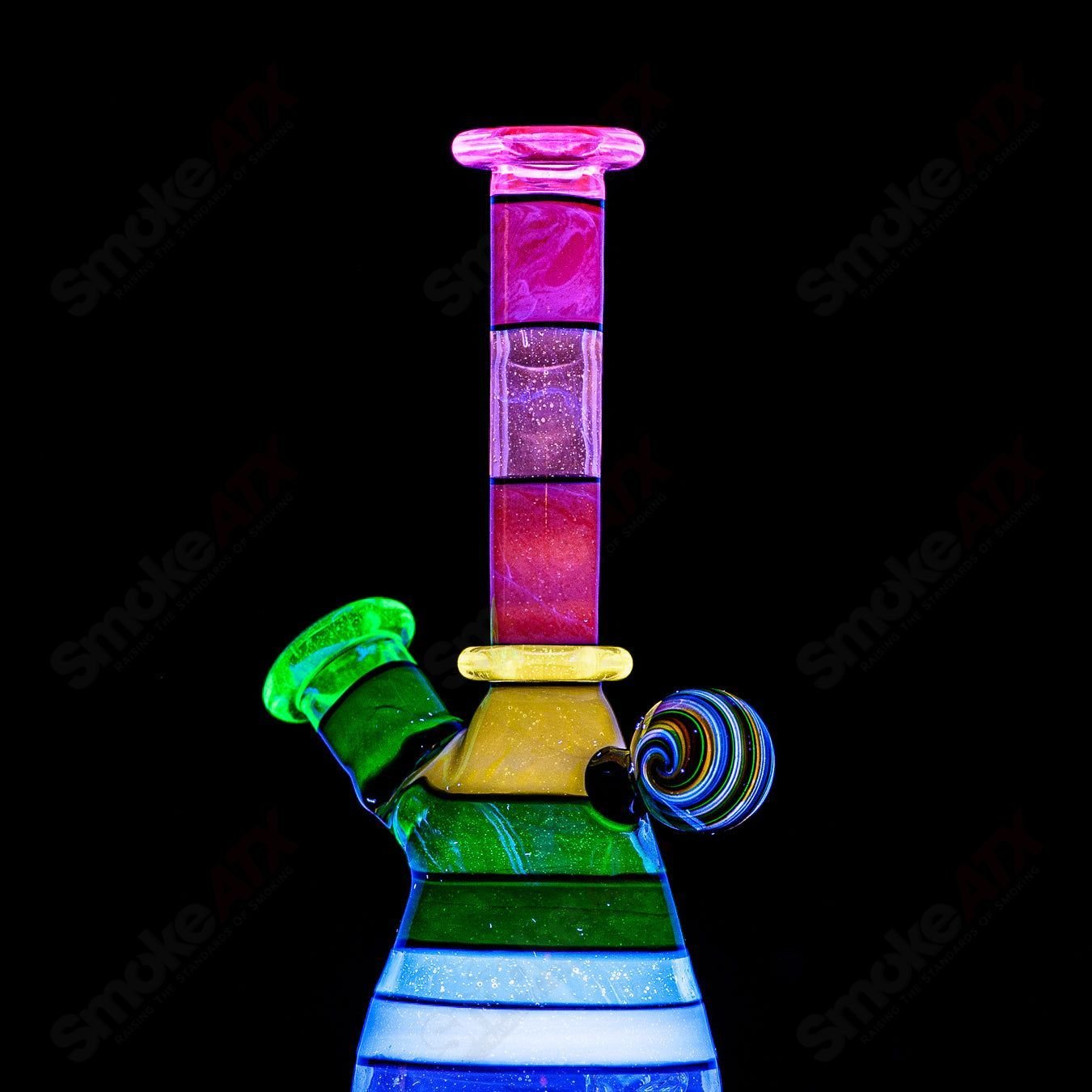 3 14mm UV Secret Double Rainbow Tube Dustorm Glass - Smoke ATX