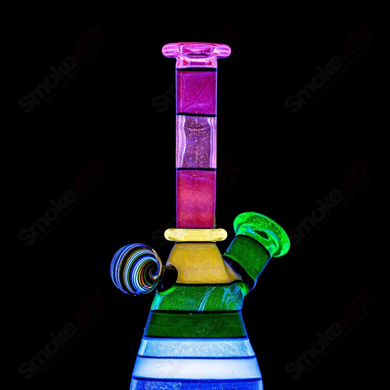3 14mm UV Secret Double Rainbow Tube Dustorm Glass - Smoke ATX