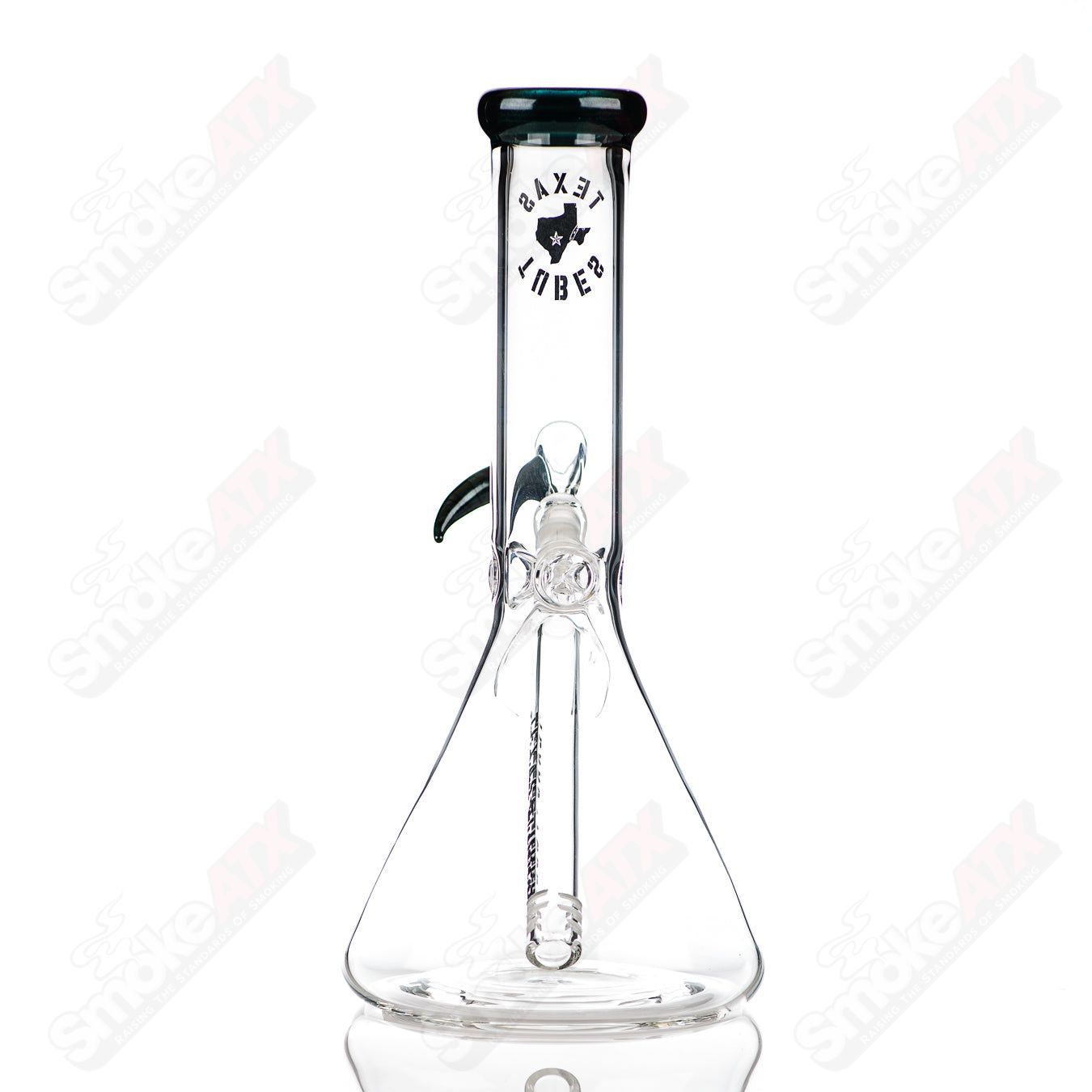 10in 14mm Color Accent Beaker (Unobtanium) Texas Tubes - Smoke ATX