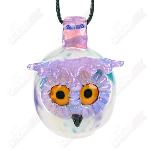 UV Owl Splatter Tech Owl Pendant Four Winds Flameworks - Smoke ATX