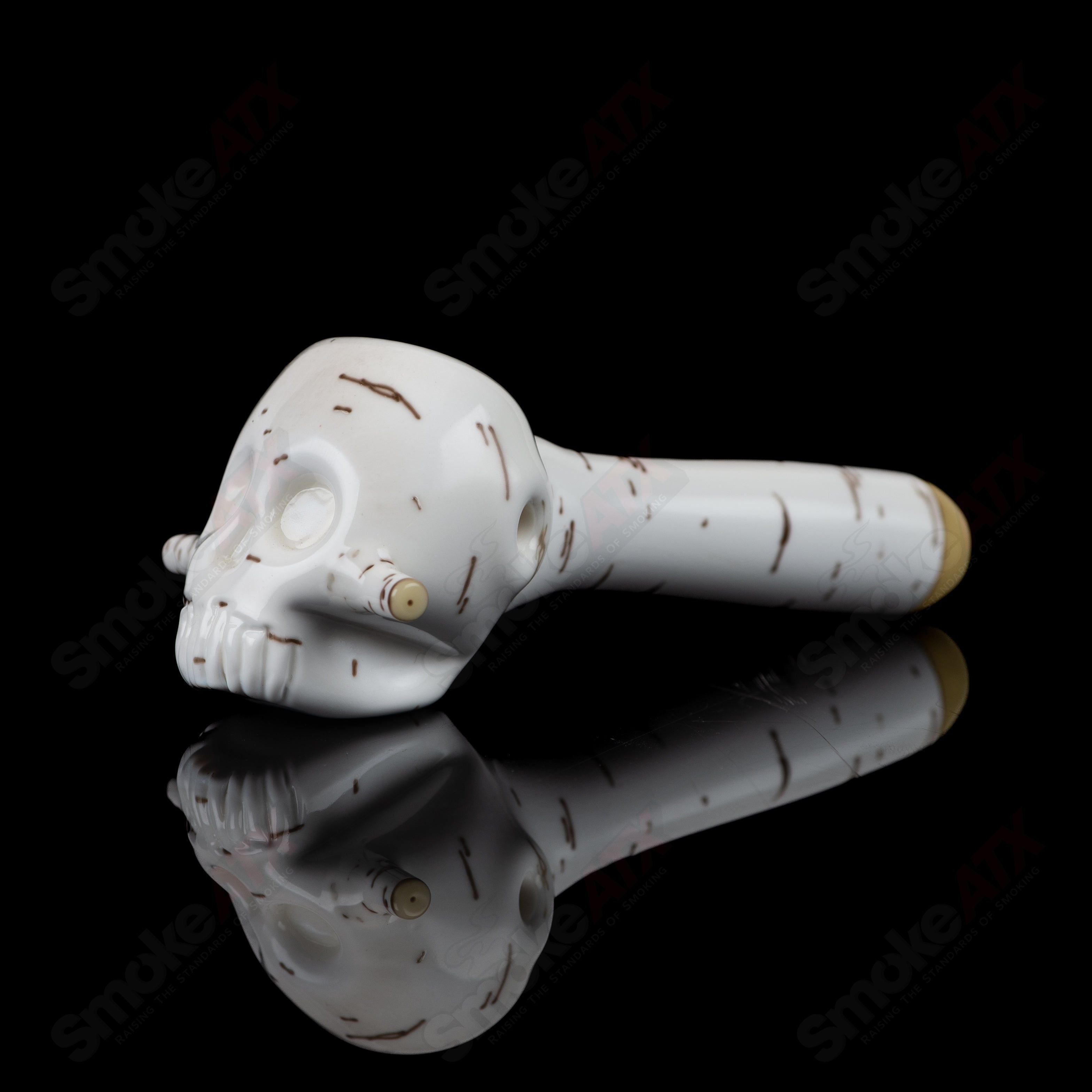 #2 Birch Skull Spoon Foster Glass - Smoke ATX