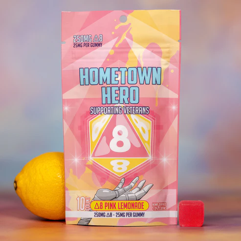 250mg Pink Lemonade Delta 8 Gummies Hometown Hero - Smoke ATX