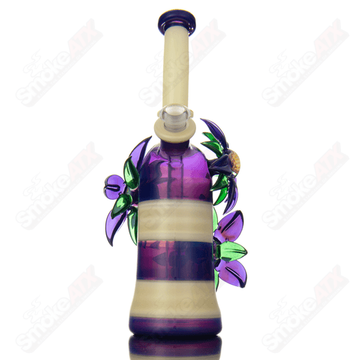 Yellow & Purple Habitat X Kimmo Glass Flower Rig - Smoke ATX