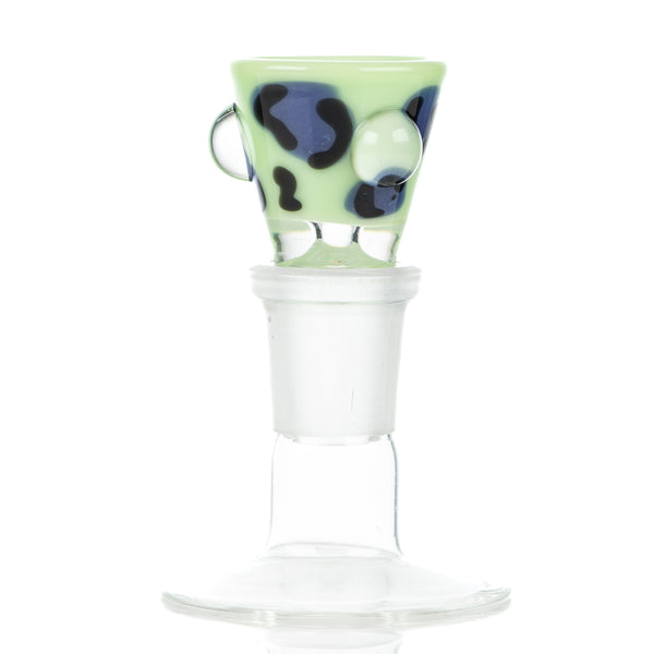 #7 18mm Leopard Print Martini Bowl w Dots Adventures In Glass Blowing - Smoke ATX