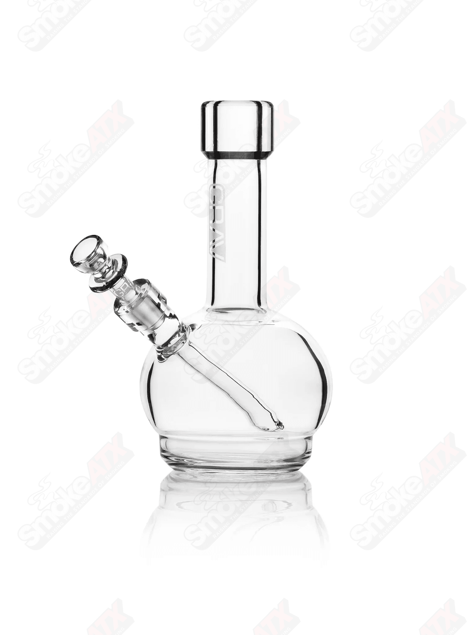 6in Clear Mini Round Base Water Pipe Grav - Smoke ATX