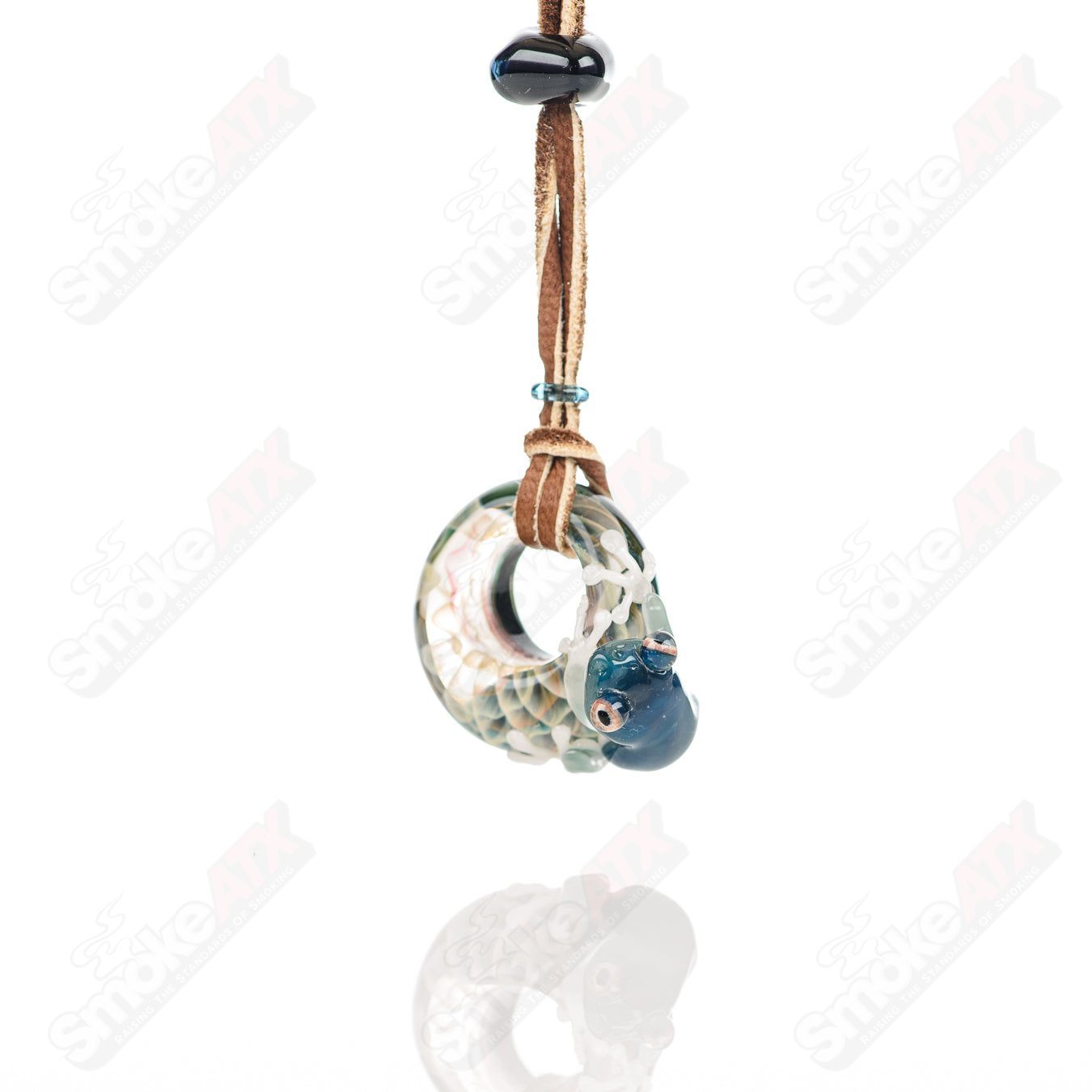 #2 Hide and Seek  Frog  Pendant Kengtaro Glass - Smoke ATX