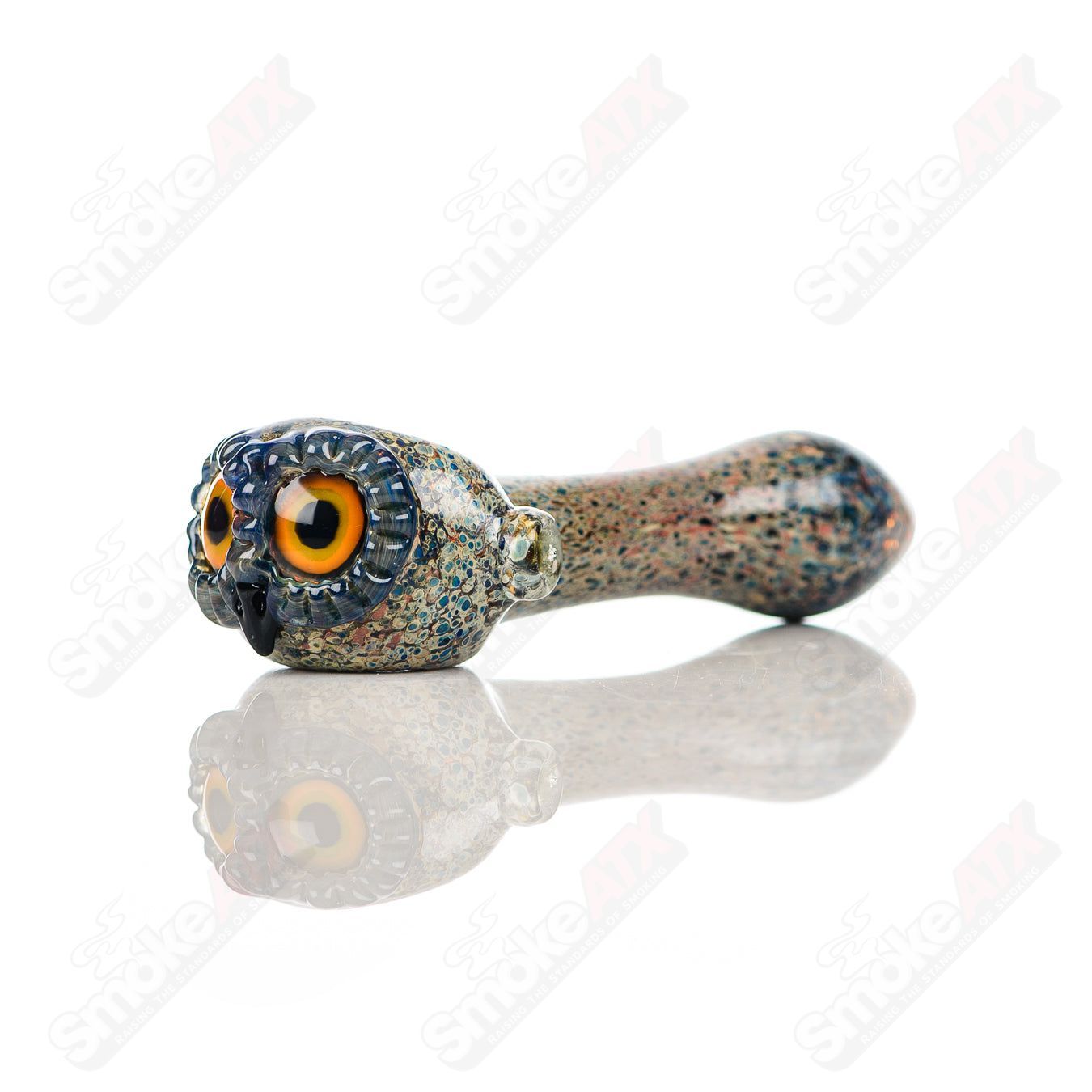 Stone Frit Spotted Owl Spoon Four Winds Flameworks - Smoke ATX