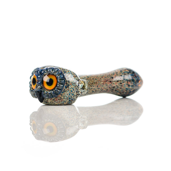 Stone Frit Spotted Owl Spoon Four Winds Flameworks - Smoke ATX