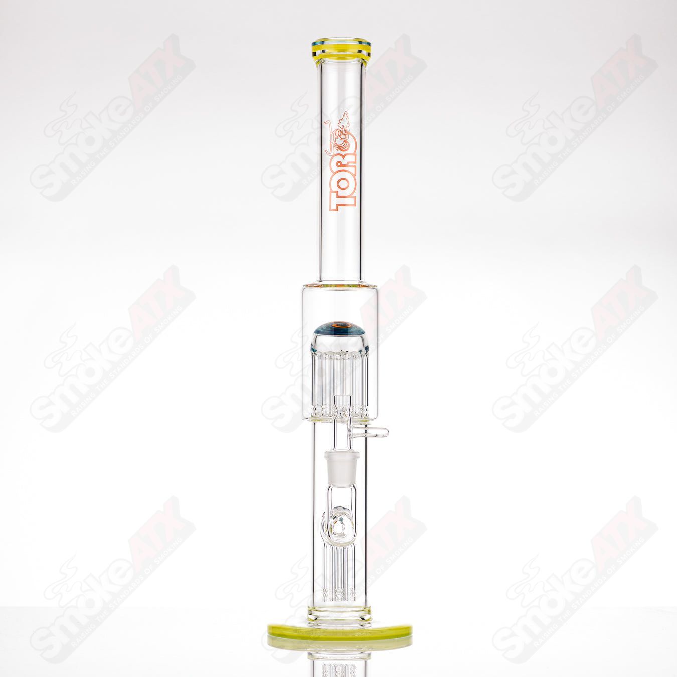 #3 18mm 7/13 Arm Perc w Worked Sections Toro Glass - Smoke ATX