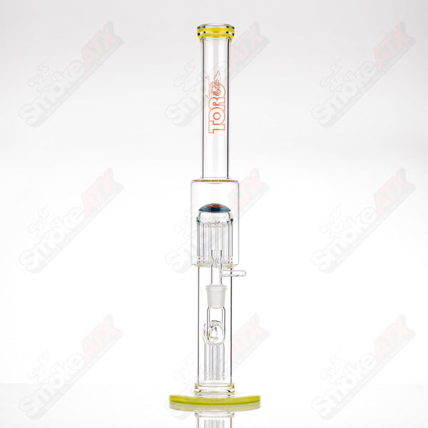 #3 18mm 7/13 Arm Perc w Worked Sections Toro Glass - Smoke ATX