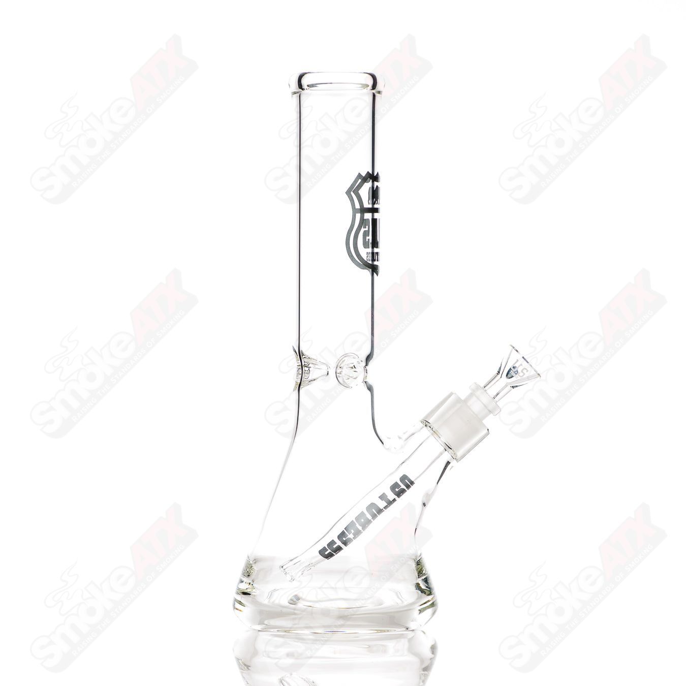 Us Tubes Beaker 12" 50x5 - Constriction -  Black Highway Decal - Smoke ATX
