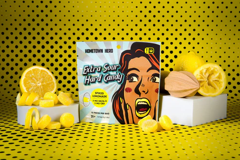 5mg Spiked Lemonade Extra Sour Hard D9+CBD Candy (5mg/5mg) Hometown Hero - Smoke ATX
