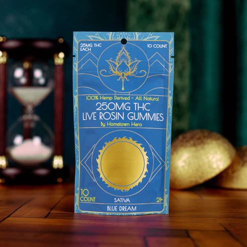 250mg Blue Dream Live Rosin D9 Gummies Hometown Hero