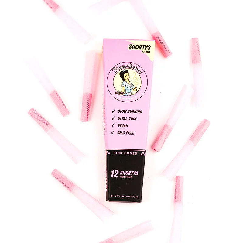 12pk 53mm Shortys  Pink Cones Blazy Susan - Smoke ATX