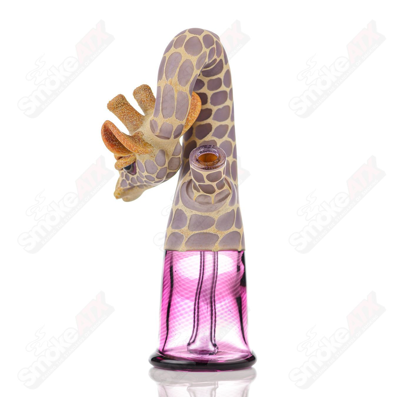 Giraffe Bent Kneck Bottle Rig Robertson Glass Purple Rain & Royal Jelly - Smoke ATX
