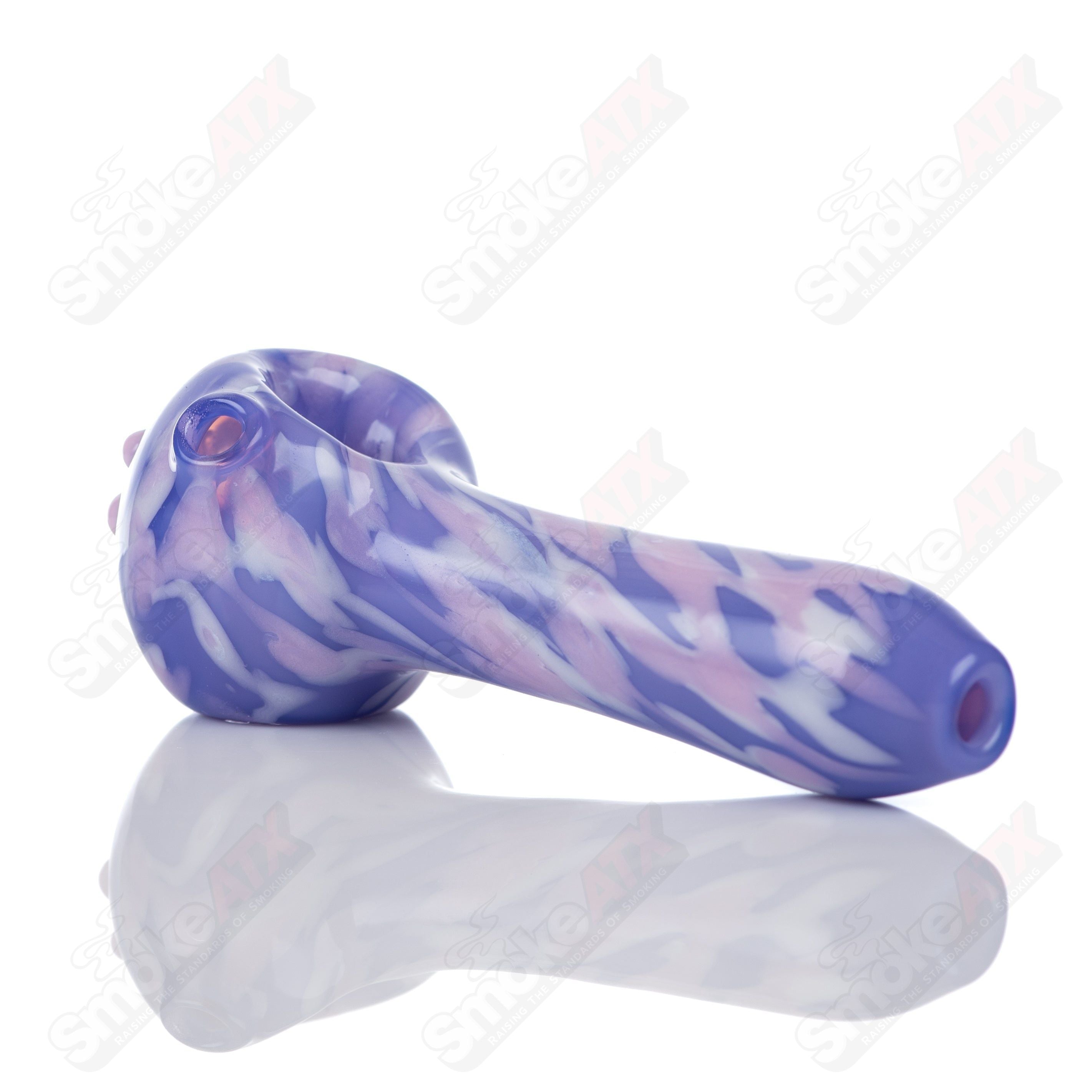 #3 Purple Splatter Spoon Pipe Adventures In Glass Blowing - Smoke ATX