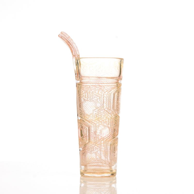Sizelove Chewy Tesseract Drinking Cup w Built-in Straw Avant-Garde Glass - Smoke ATX