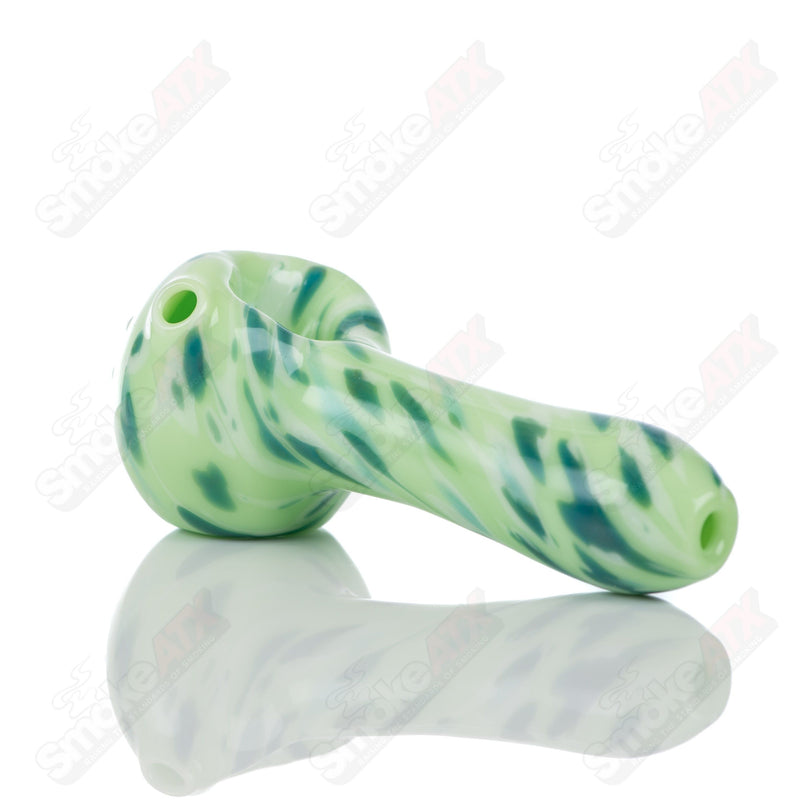 #3 Kiwi Splatter Spoon Pipe Adventures In Glass Blowing