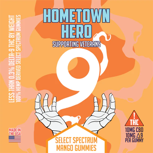 100mg Mango Select Spectrum Delta-9 Gummies Hometown Hero - Smoke ATX
