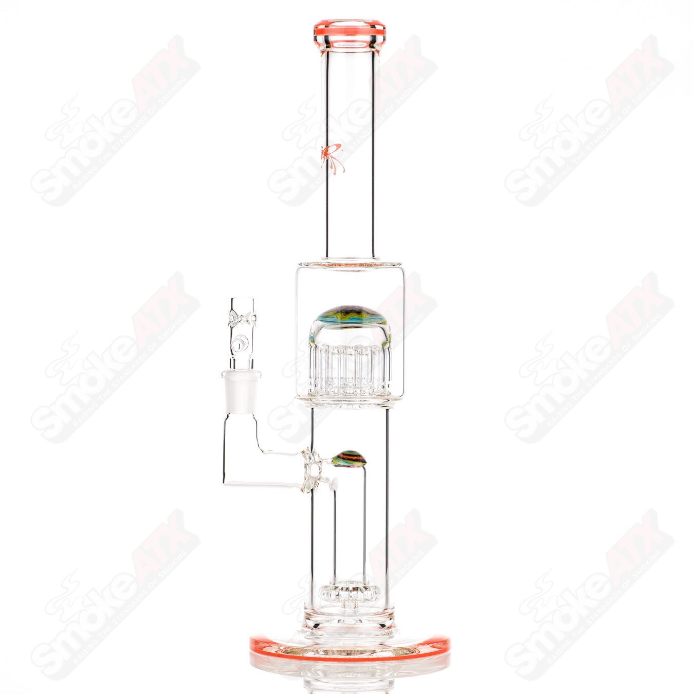 #1 14mm Mini Circ to 13 Arm Conturax w Color Accent and Worked Section Toro Glass - Smoke ATX