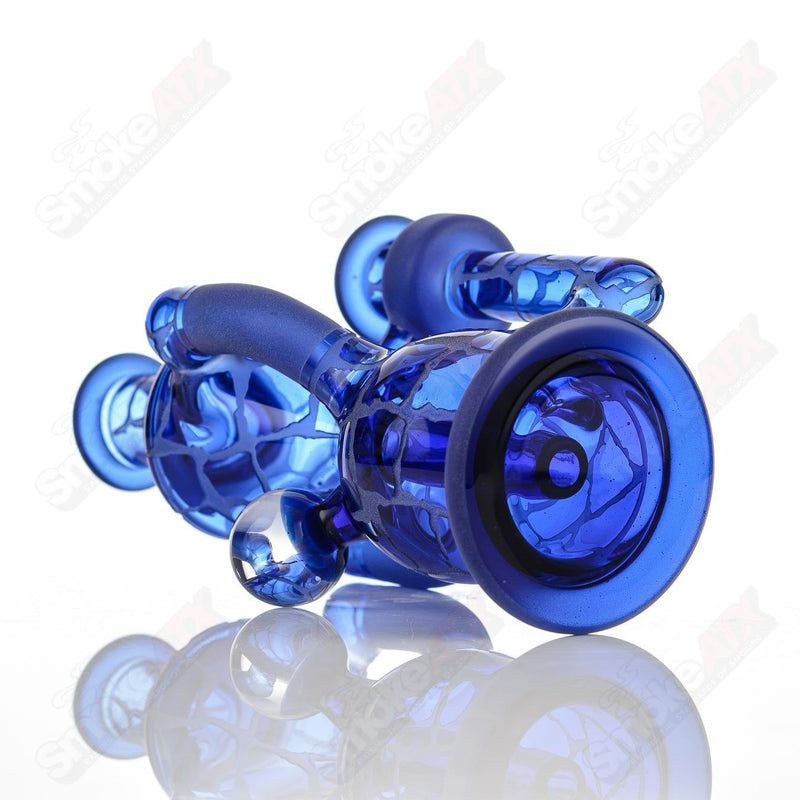 Brilliant Blue Single Color Double Up Rig Rooster Glass - Smoke ATX