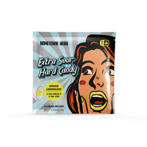 5mg Spiked Lemonade Extra Sour Hard D9+CBD Candy (5mg/5mg) Hometown Hero - Smoke ATX