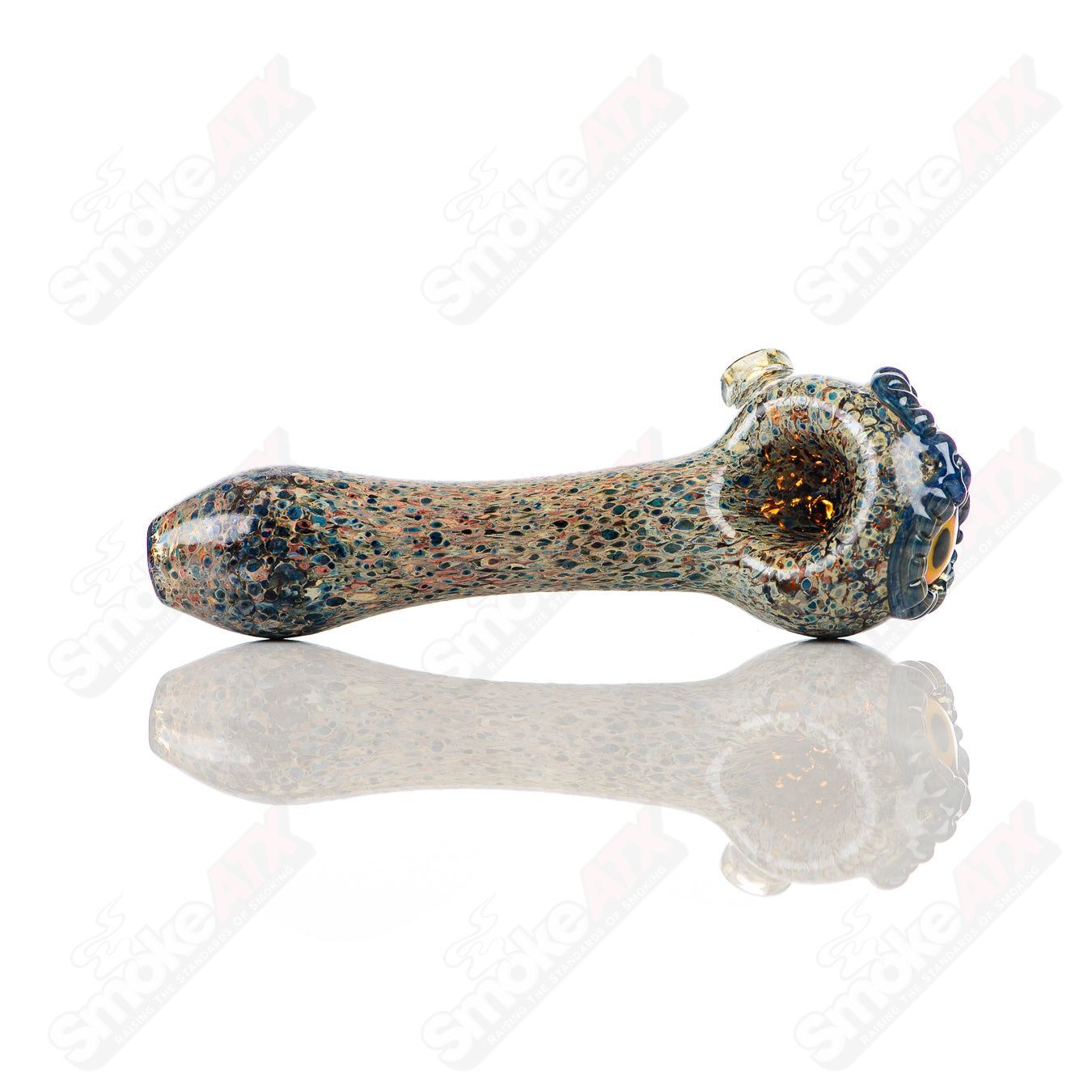 Stone Frit Spotted Owl Spoon Four Winds Flameworks - Smoke ATX