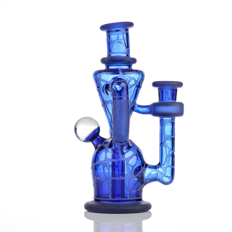 Brilliant Blue Single Color Double Up Rig Rooster Glass - Smoke ATX