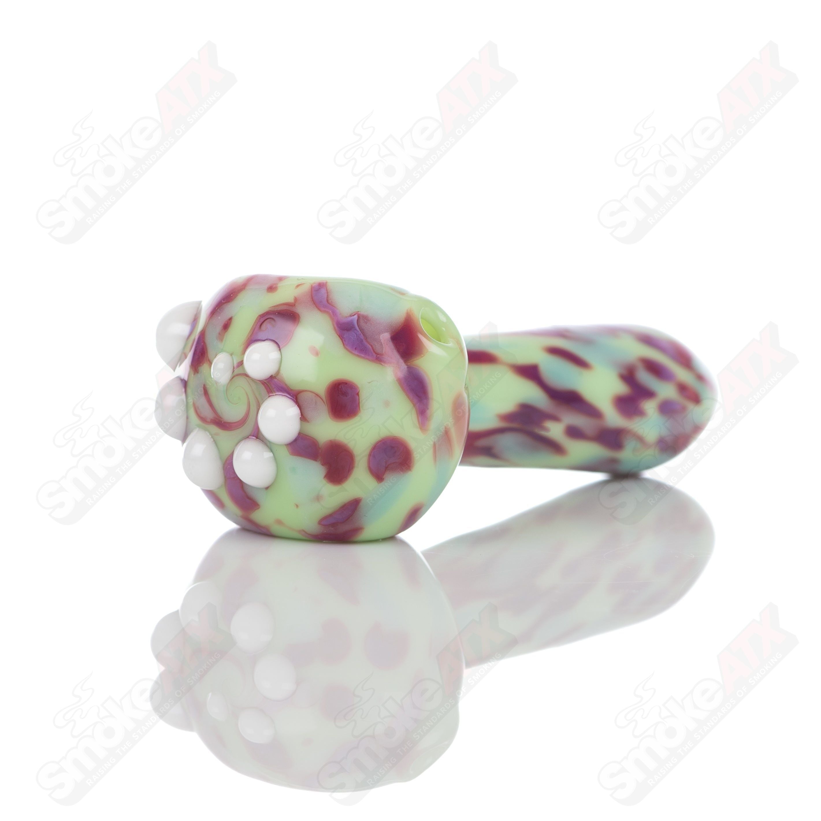 #4 Kiwi Splatter Spoon Pipe Adventures In Glass Blowing - Smoke ATX