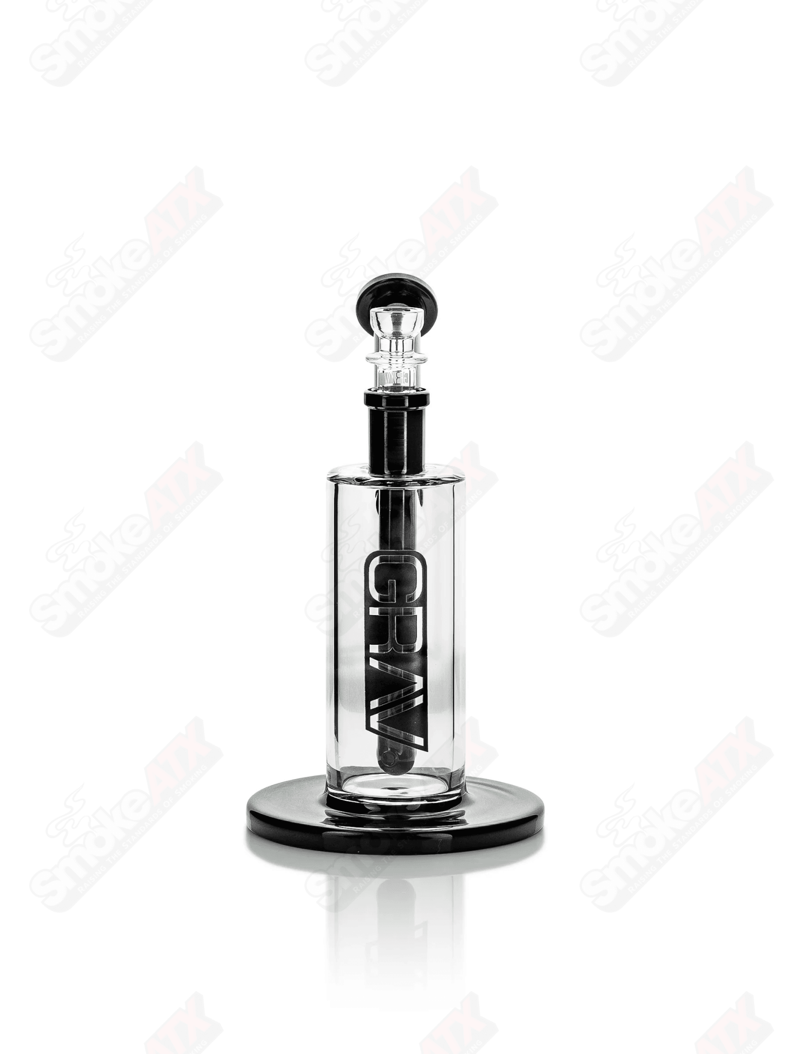 7" Medium Upright Bubbler w Black Accents Grav - Smoke ATX