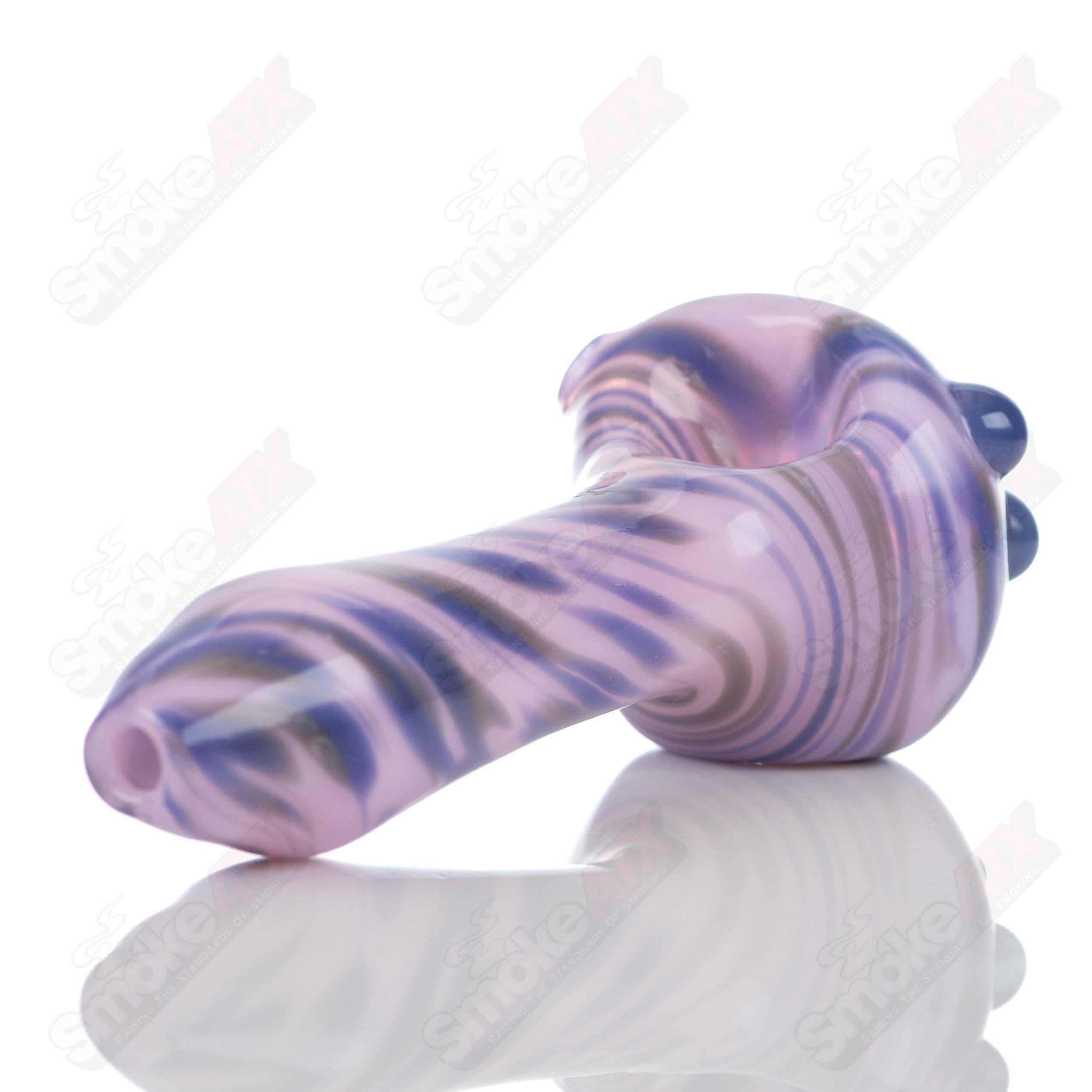 #4 Pink Splatter Spoon Pipe Adventures In Glass Blowing - Smoke ATX