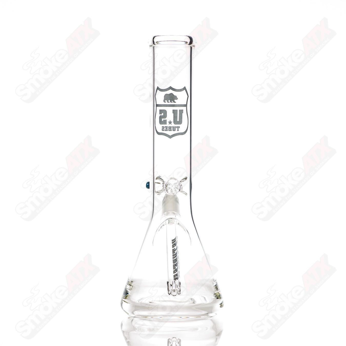 Us Tubes Beaker 12" 50x5 - Constriction -  Black Highway Decal - Smoke ATX