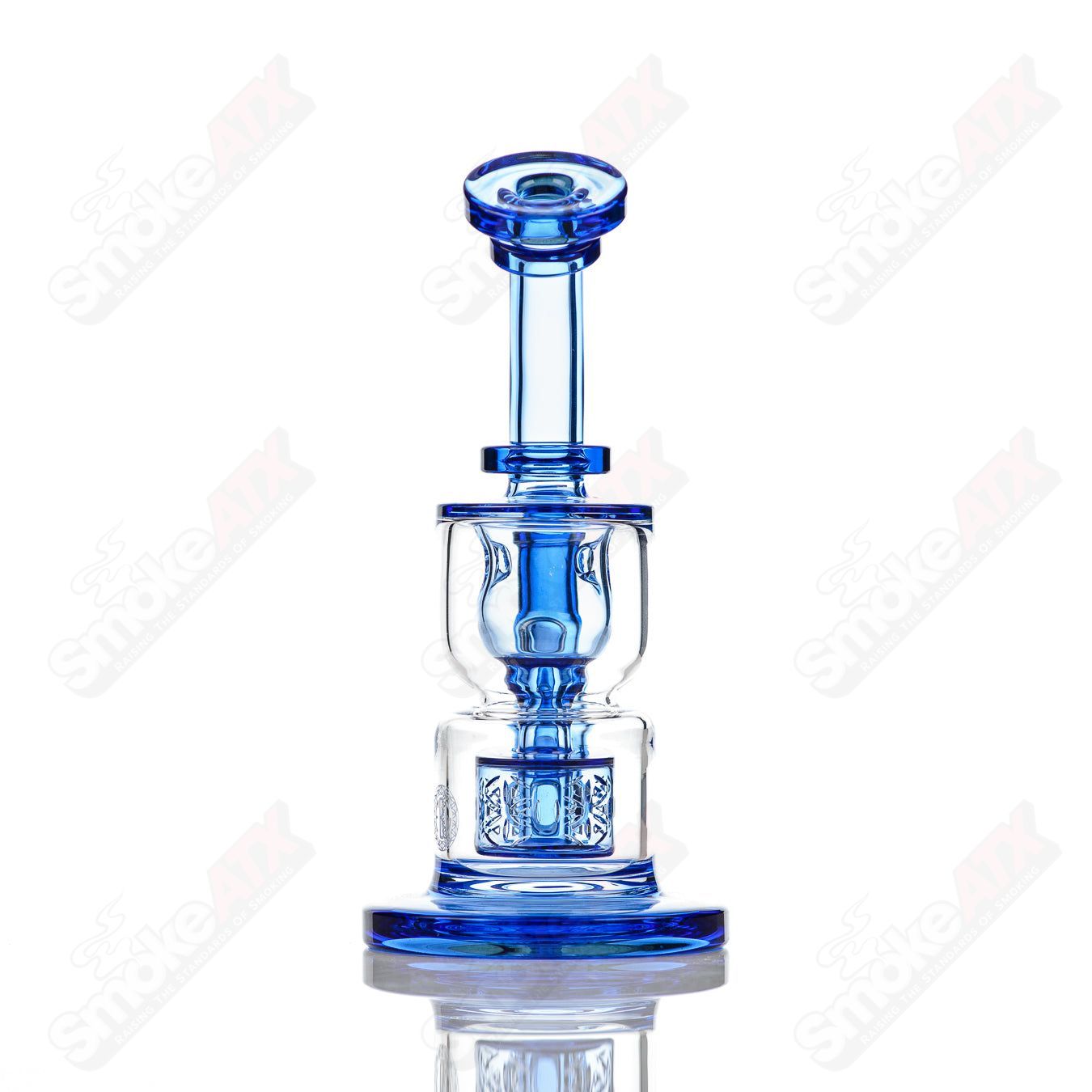 8in 14mm Hourglass Taurus Incycler Fat Boy Glass Cobalt - Smoke ATX