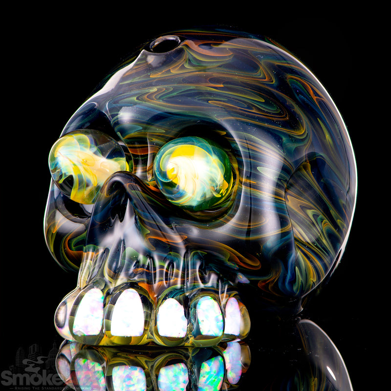 10mm Collab Skull Shredder w Eyes Jakers Glass x Carsten Carlile - Smoke ATX