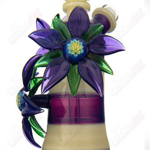 Yellow & Purple Habitat X Kimmo Glass Flower Rig - Smoke ATX