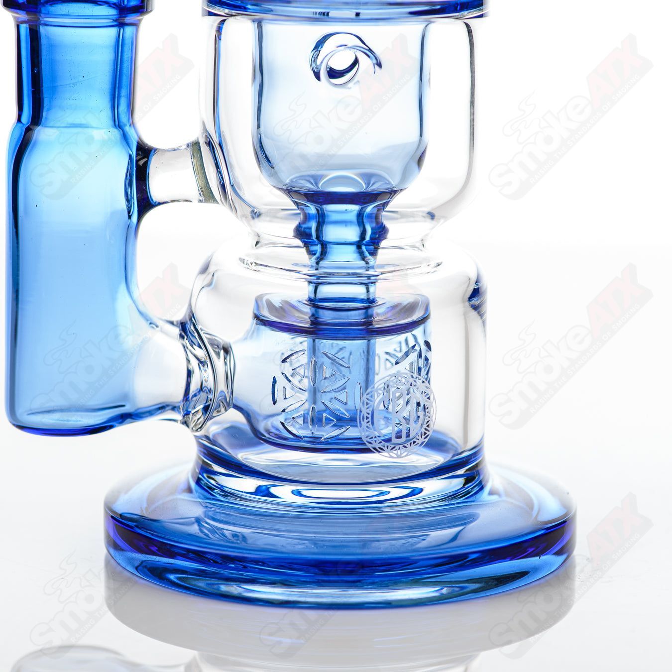 8in 14mm Hourglass Taurus Incycler Fat Boy Glass Cobalt - Smoke ATX